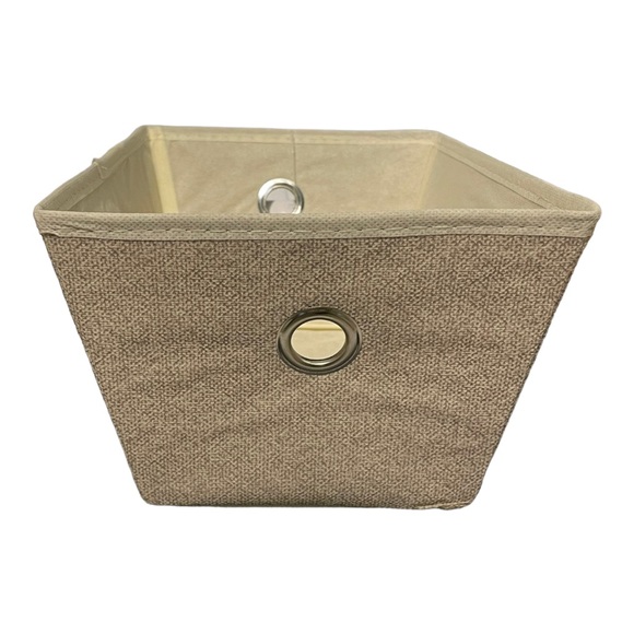 Essentials Tan Fabric 2 Pack Storage Baskets with Grommets NWT - Picture 11 of 12